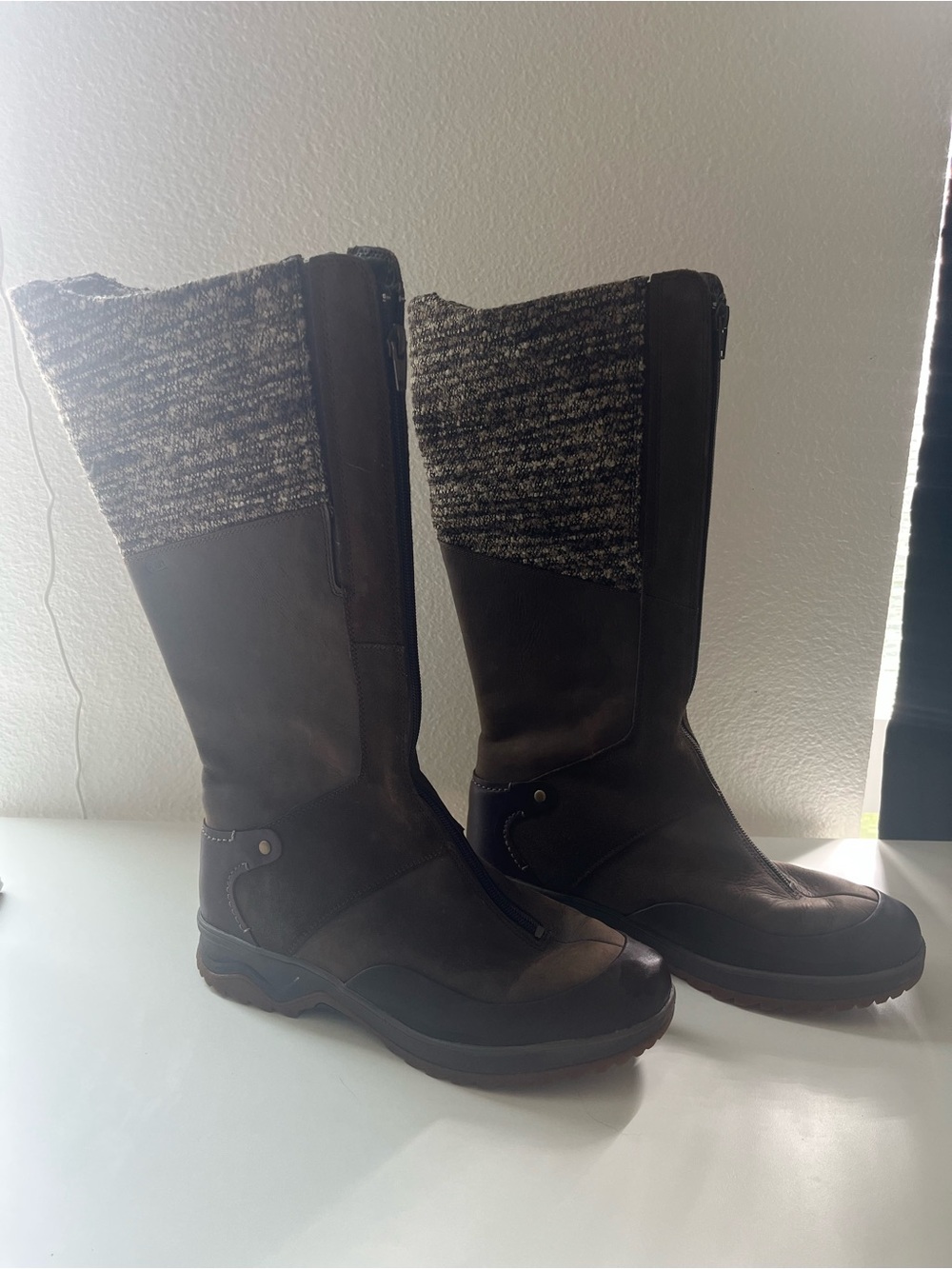 Merrell Eventyr Cuff Women's Tall Brown Knit-Top Waterproof Boots